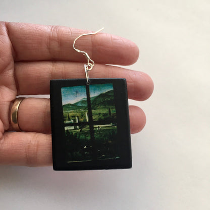 Museum-Inspired Sustainable Earrings Inspired by Antonello da Messina art detail. Obljewellery