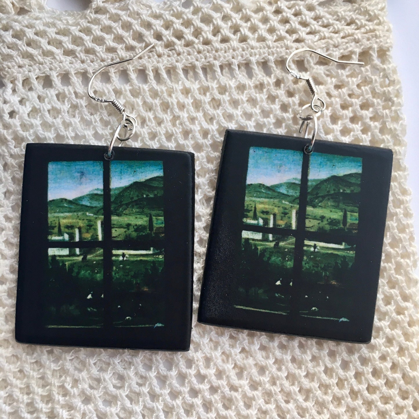Museum-Inspired Sustainable Earrings Inspired by Antonello da Messina art detail. Obljewellery