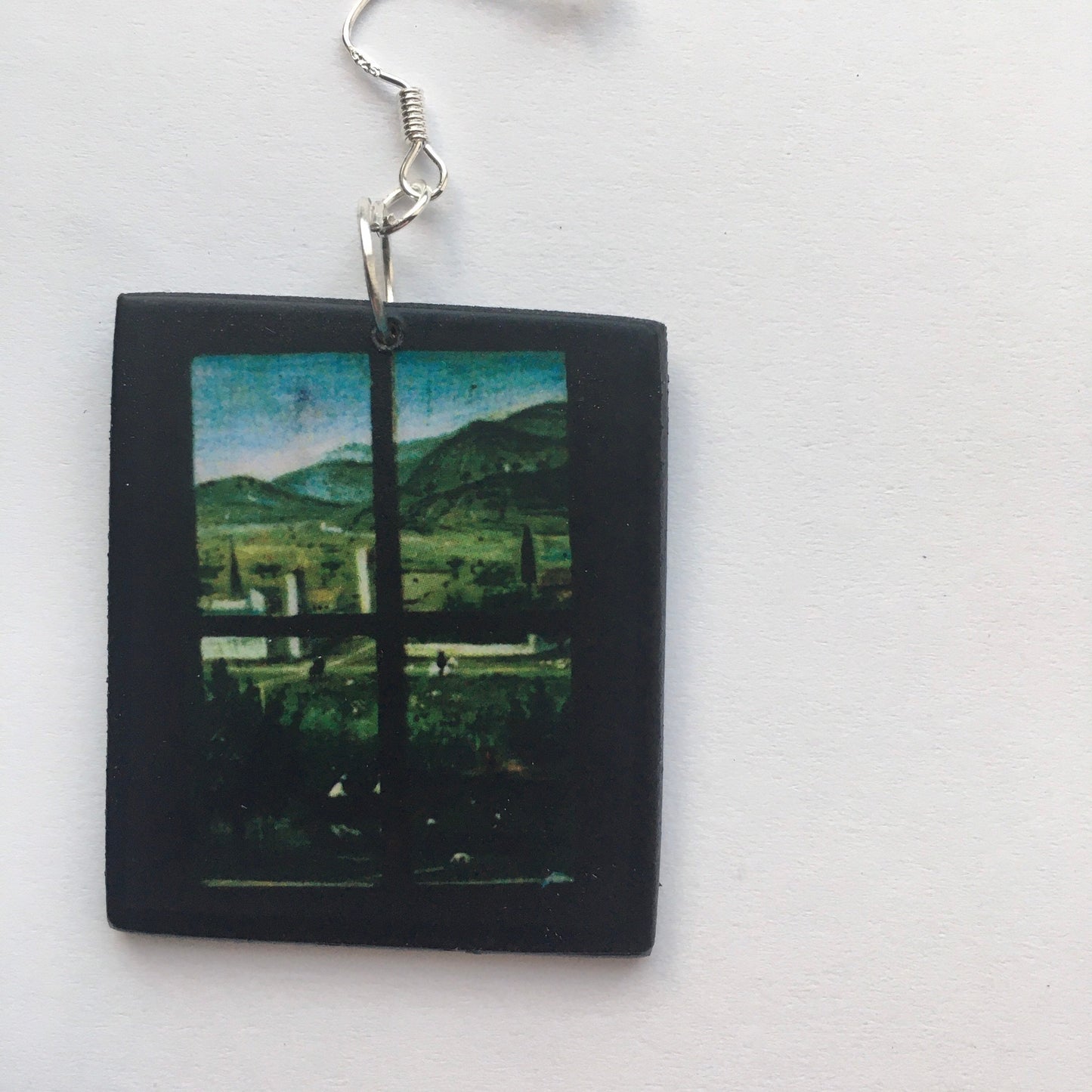Museum-Inspired Sustainable Earrings Inspired by Antonello da Messina art detail. Obljewellery