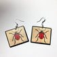 Insect earrings, vintage art illustration, wooden art earrings, alternative girl gift.