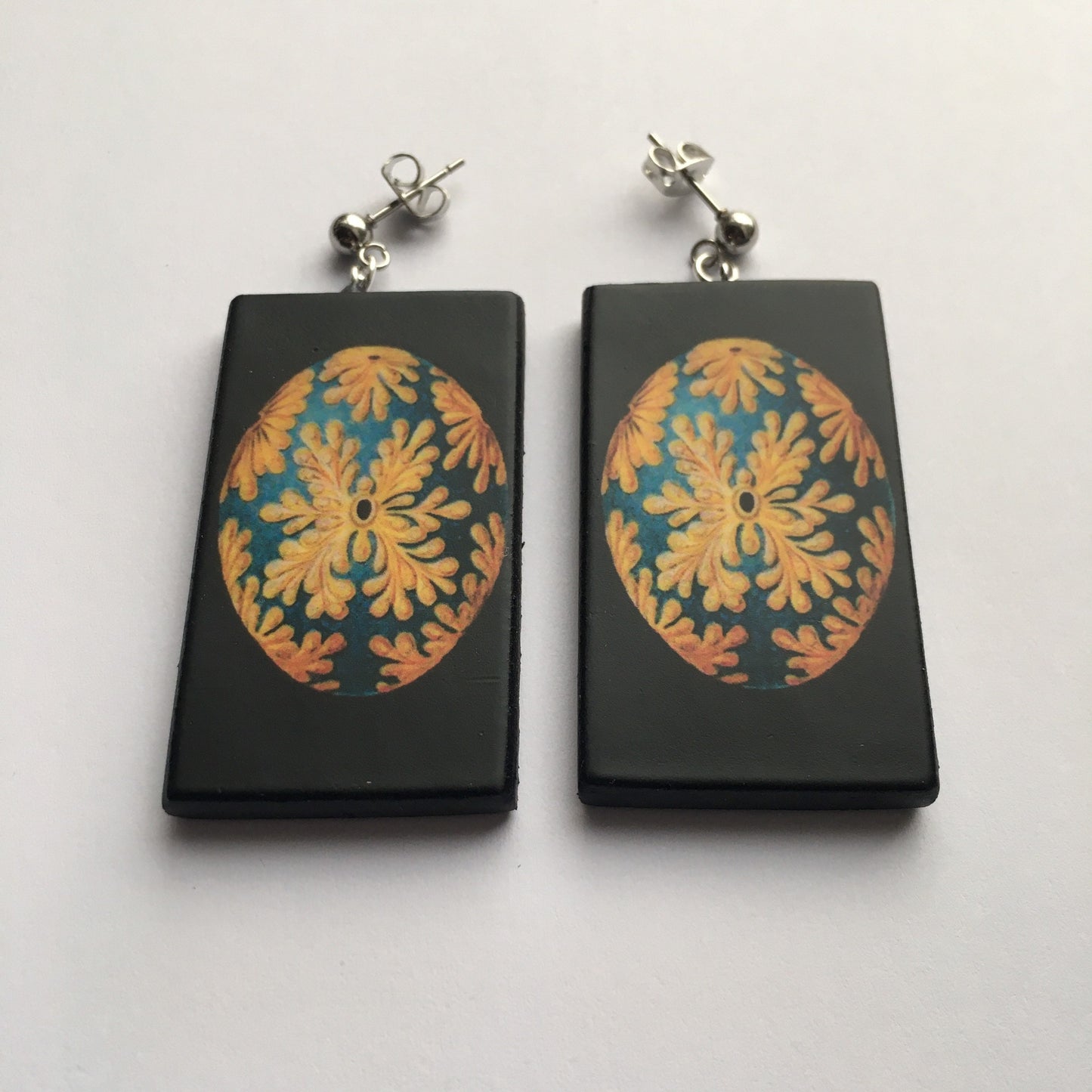 Museum-Inspired Sustainable Earrings Ernst Haeckel, sustainable art earrings Obljewellery