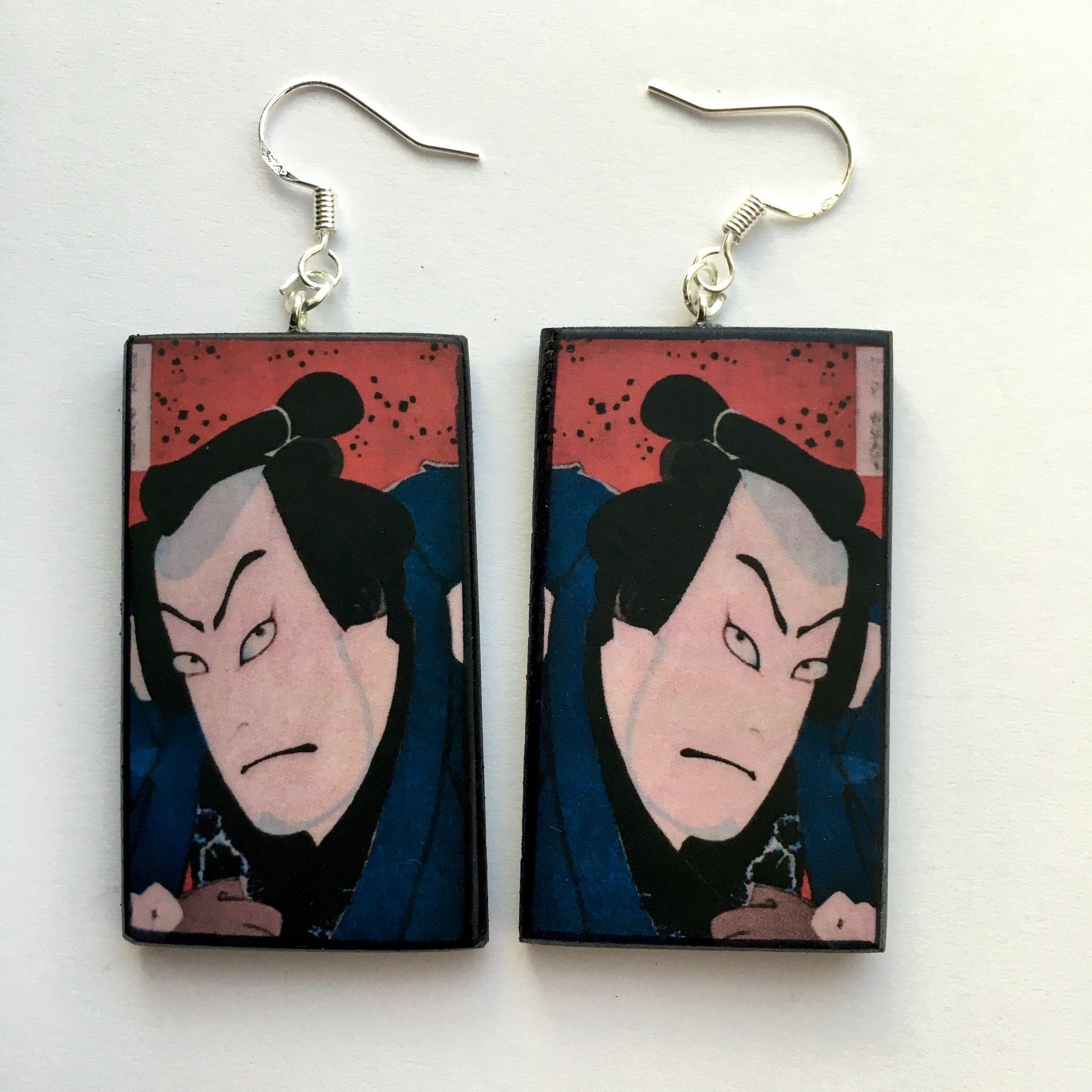 Museum-Inspired Sustainable Earrings Japanese, samurai, manga earrings. Anime girl gift. Obljewellery