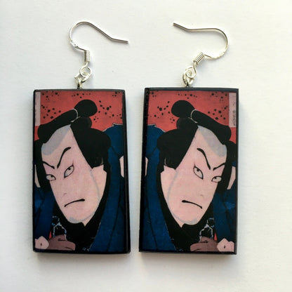 Museum-Inspired Sustainable Earrings Japanese, samurai, manga earrings. Anime girl gift. Obljewellery