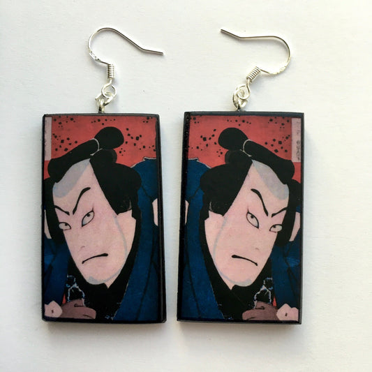 Museum-Inspired Sustainable Earrings Japanese, samurai, manga earrings. Anime girl gift. Obljewellery