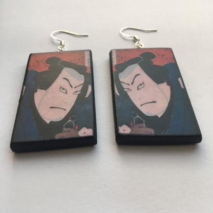 Museum-Inspired Sustainable Earrings Japanese, samurai, manga earrings. Anime girl gift. Obljewellery