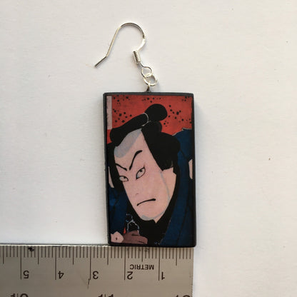 Museum-Inspired Sustainable Earrings Japanese, samurai, manga earrings. Anime girl gift. Obljewellery