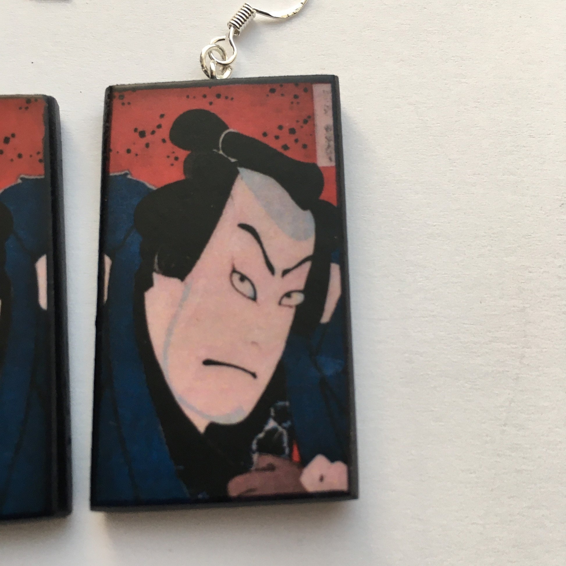 Museum-Inspired Sustainable Earrings Japanese, samurai, manga earrings. Anime girl gift. Obljewellery