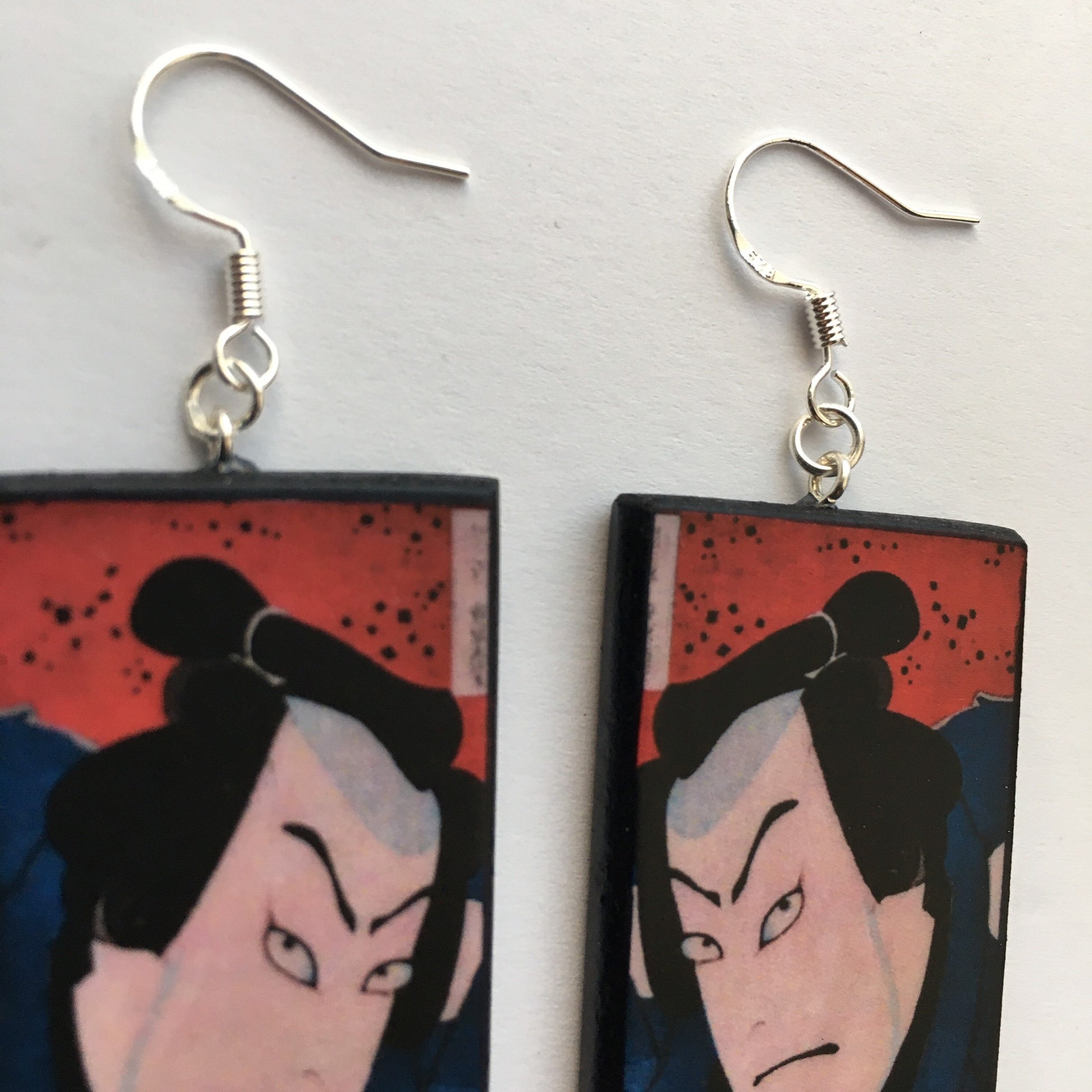 Museum-Inspired Sustainable Earrings Japanese, samurai, manga earrings. Anime girl gift. Obljewellery
