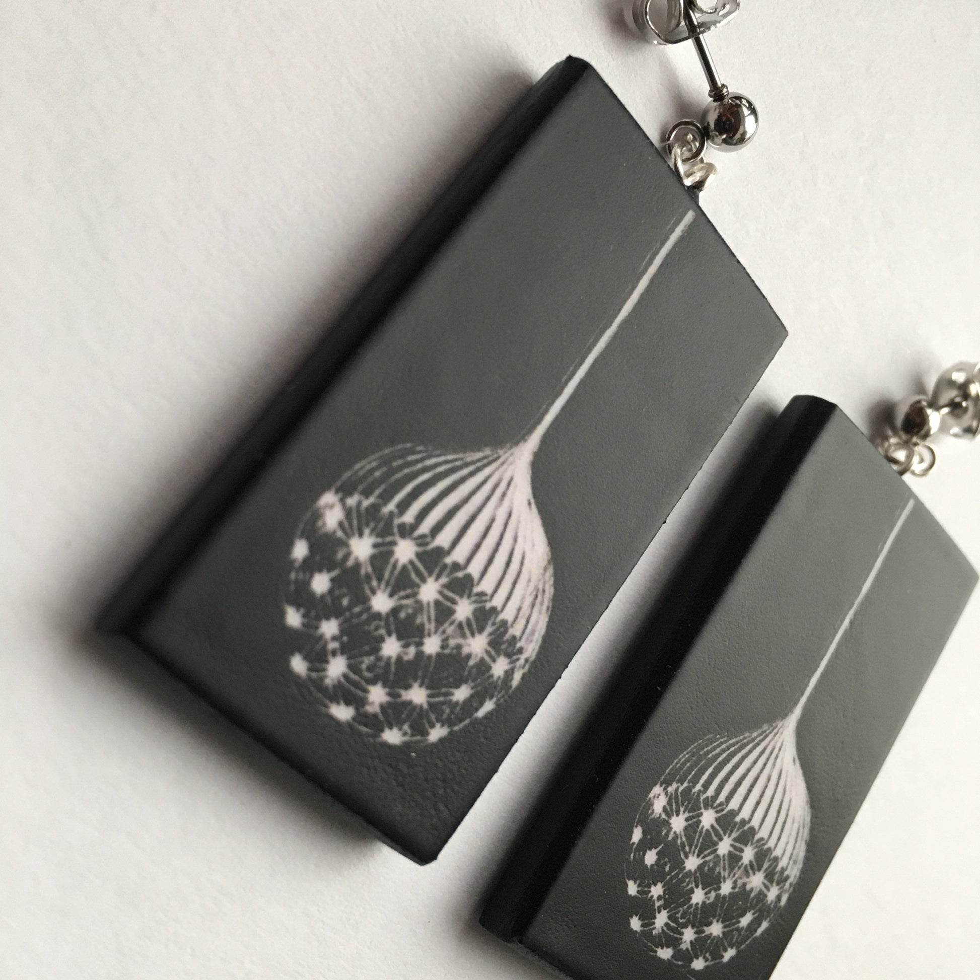 Museum-Inspired Sustainable Earrings Earrings on wood inspired by Ernst Haeckel illustration Obljewellery