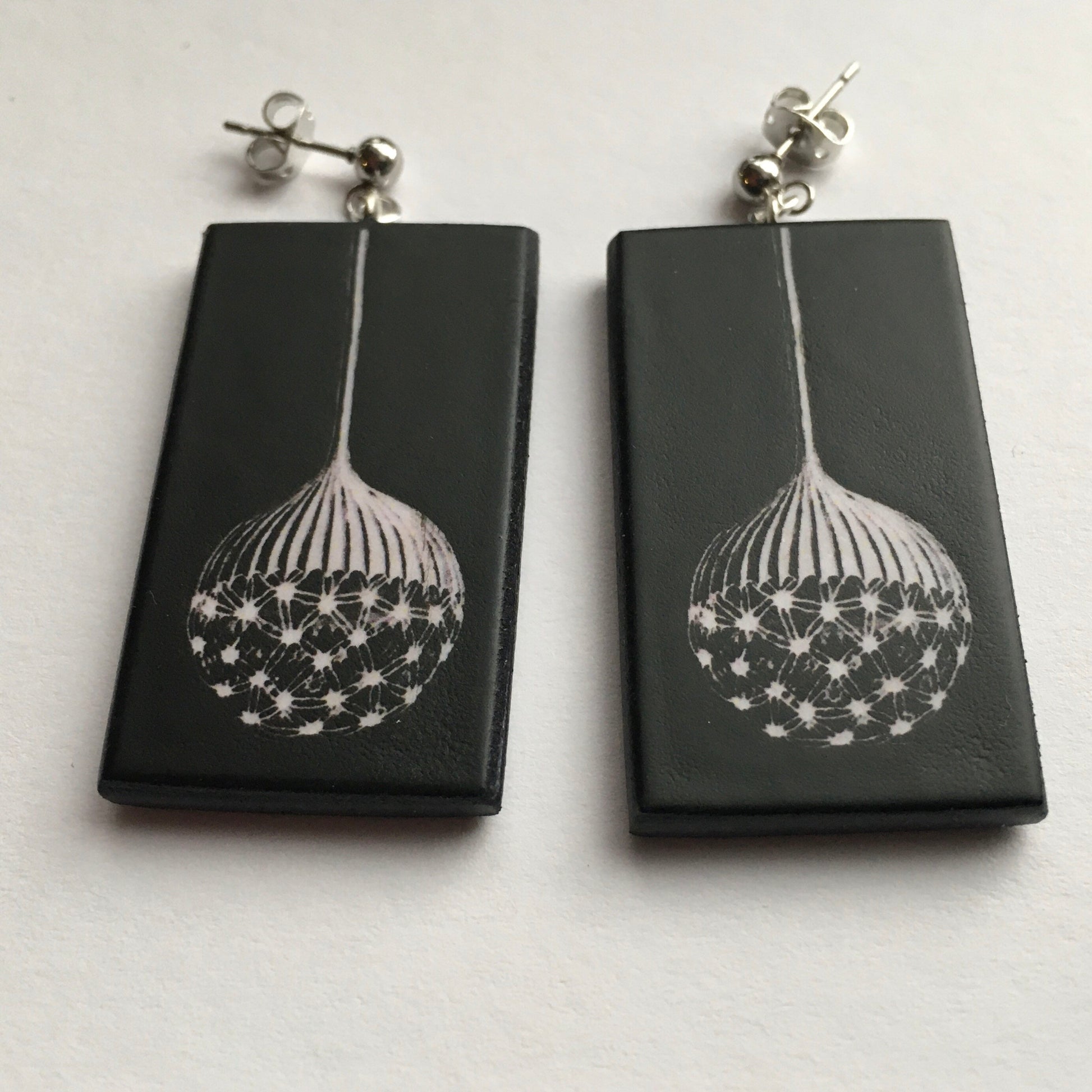 Museum-Inspired Sustainable Earrings Earrings on wood inspired by Ernst Haeckel illustration Obljewellery