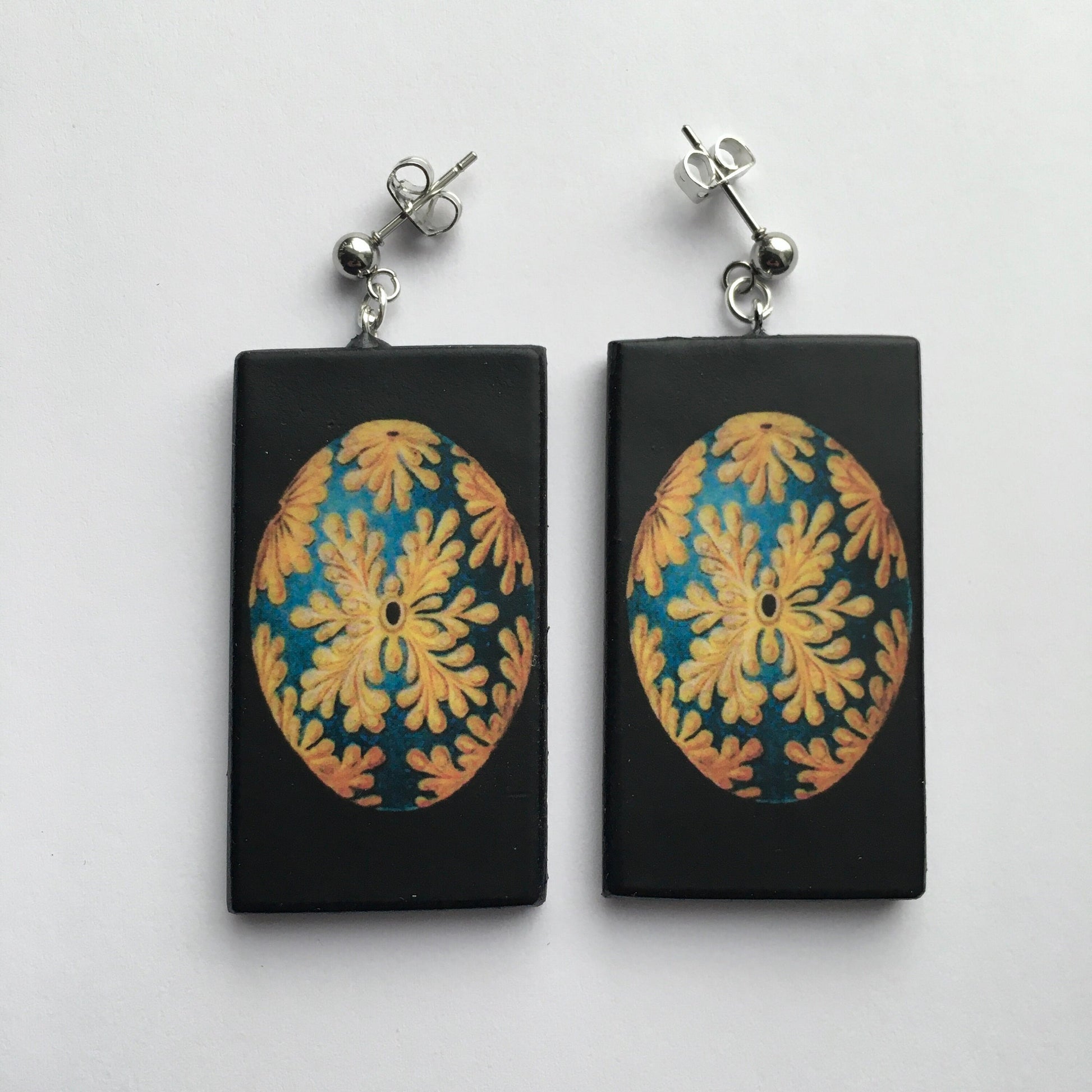 Museum-Inspired Sustainable Earrings Ernst Haeckel, sustainable art earrings Obljewellery