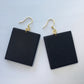 Gustav Klimt, The Kiss painting inspired the Obljewellery shop to create these earrings on rectangular wood  this is the back side in black color