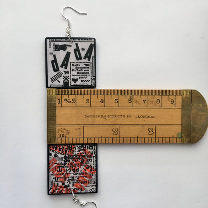 Museum-Inspired Sustainable Earrings Dadaism art earrings. Artsy gift. Obljewellery
