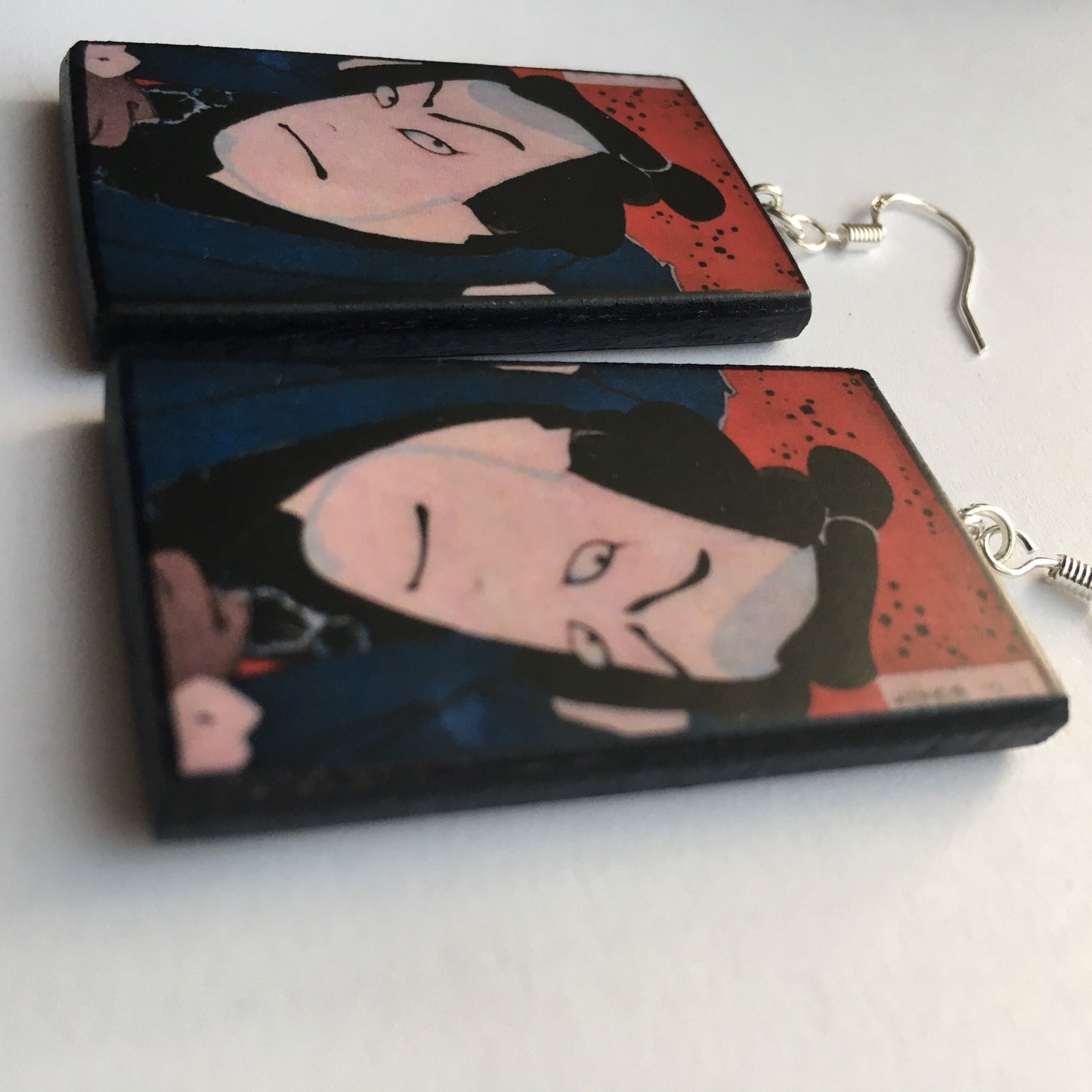 Museum-Inspired Sustainable Earrings Japanese, samurai, manga earrings. Anime girl gift. Obljewellery