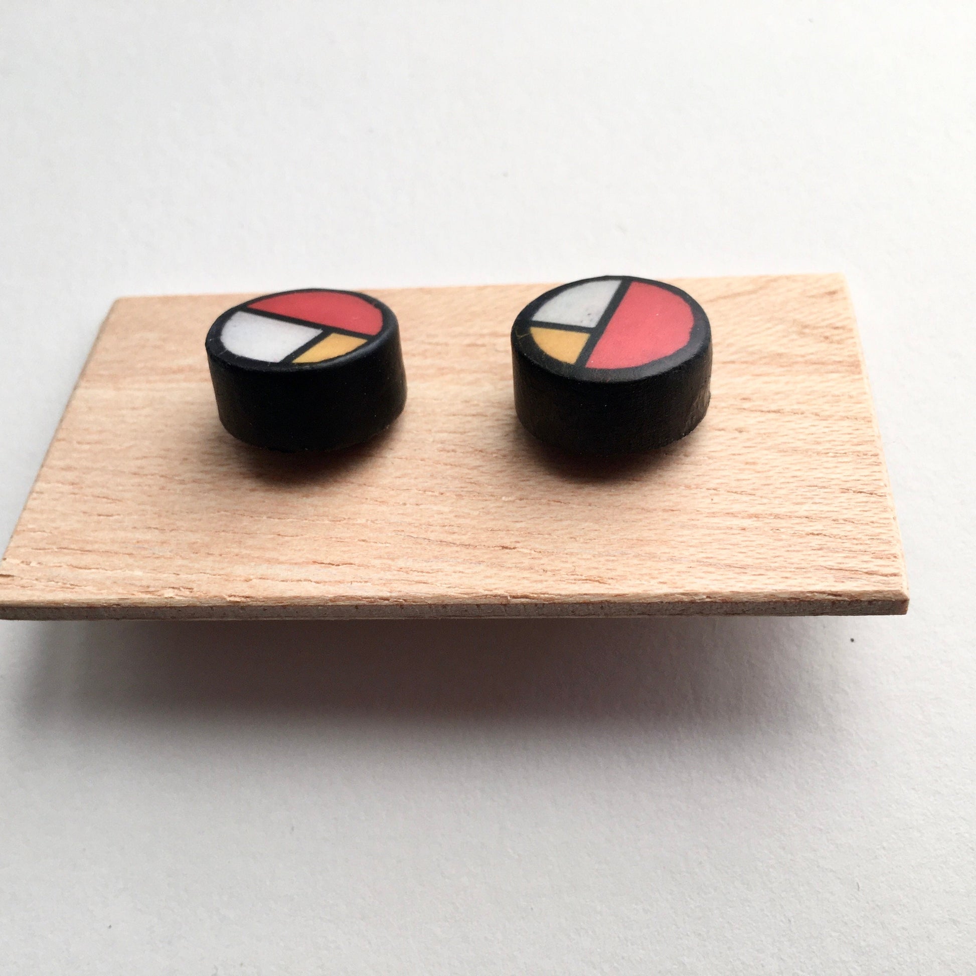 Museum-Inspired Sustainable Earrings Mondrian men’s earrings. Sterling silver and sustainable wood stud earrings. Father’s Day gift. Obljewellery