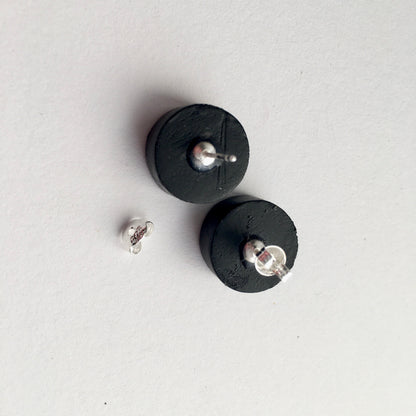 Museum-Inspired Sustainable Earrings Mondrian men’s earrings. Sterling silver and sustainable wood stud earrings. Father’s Day gift. Obljewellery