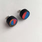 Robert Delaunay art, rounded, wooden, silver earrings. Long distance artsy gift.
