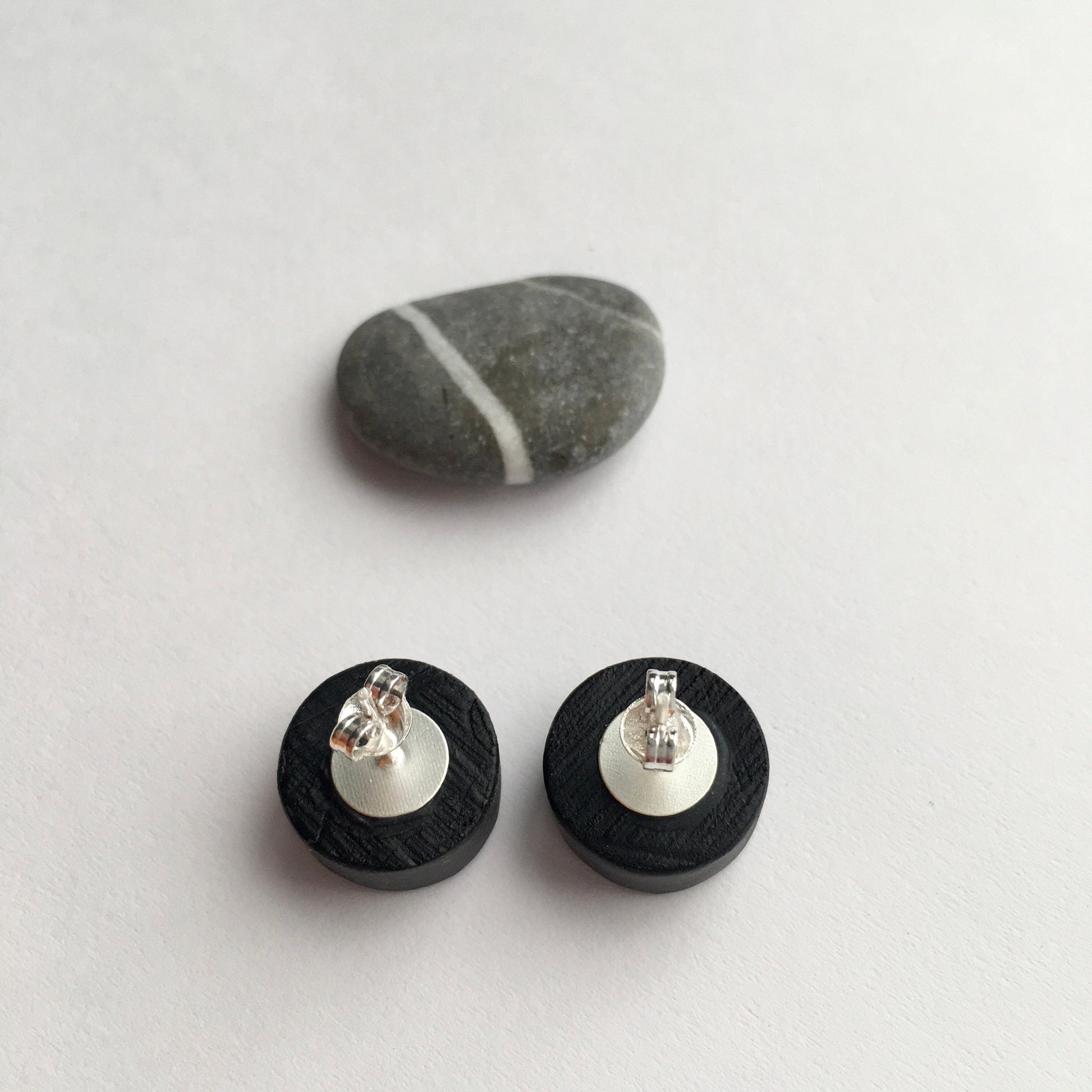 Museum-Inspired Sustainable Earrings Robert Delaunay art, rounded, wooden, silver earrings. Long distance artsy gift. Obljewellery