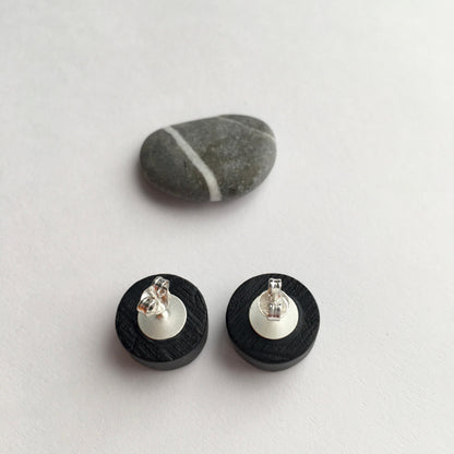 Museum-Inspired Sustainable Earrings Robert Delaunay art, rounded, wooden, silver earrings. Long distance artsy gift. Obljewellery