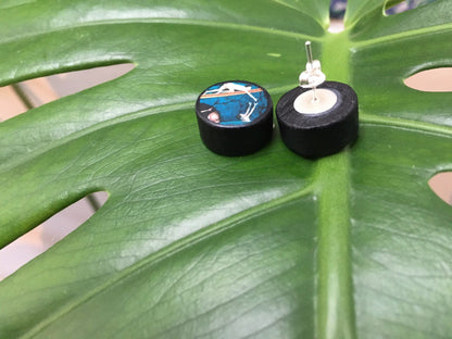 Museum-Inspired Sustainable Earrings Hieronymus Bosch, stud art earrings. Unisex, artsy gift. Obljewellery