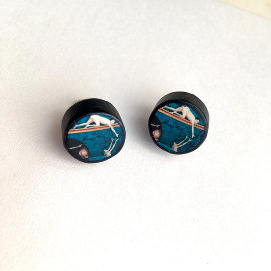 Museum-Inspired Sustainable Earrings Hieronymus Bosch, stud art earrings. Unisex, artsy gift. Obljewellery