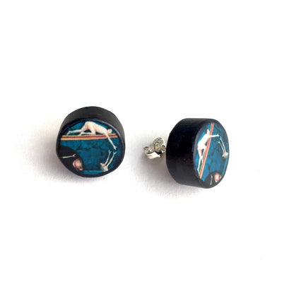 Museum-Inspired Sustainable Earrings Hieronymus Bosch, stud art earrings. Unisex, artsy gift. Obljewellery