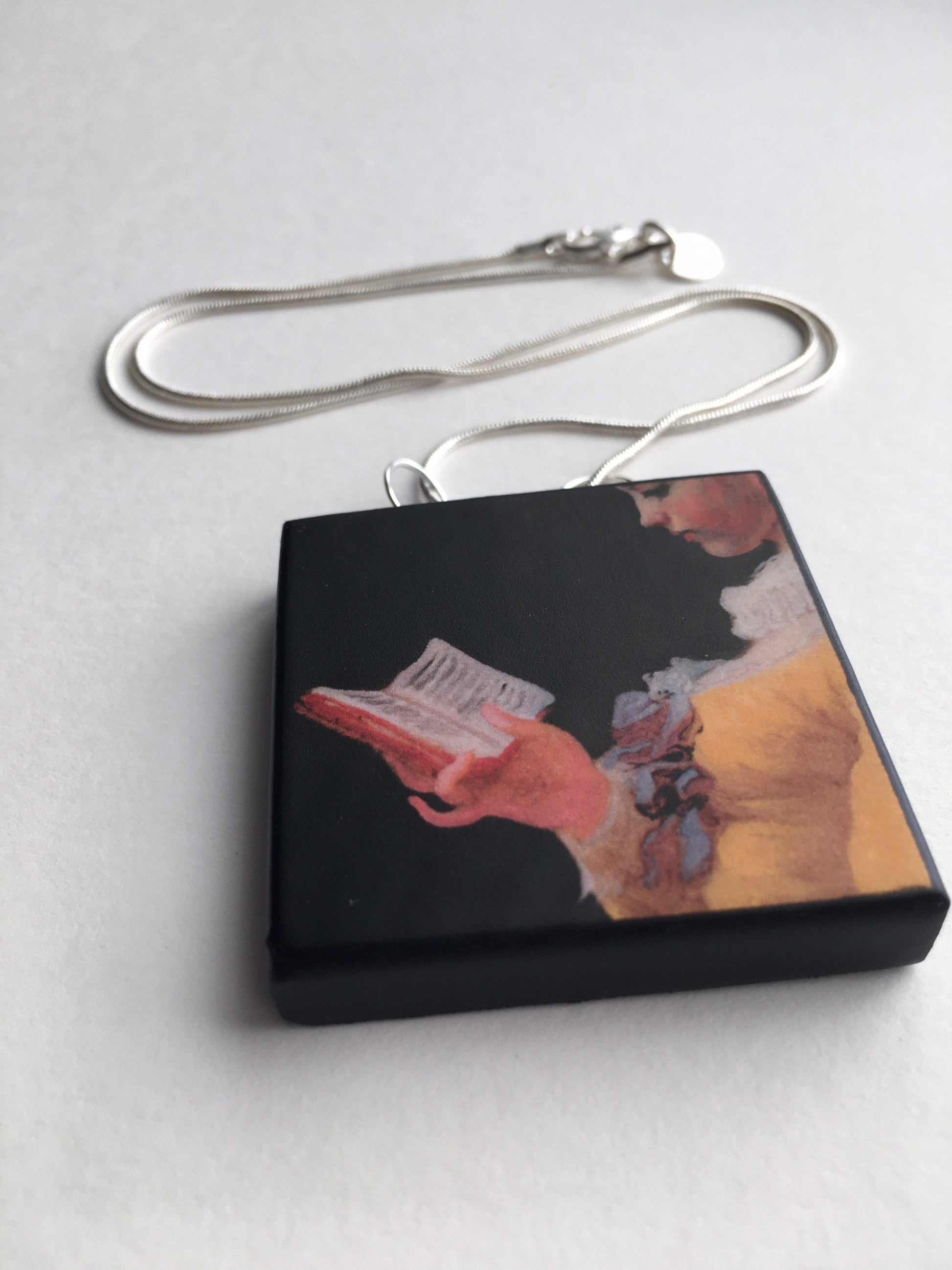 Museum-Inspired Sustainable Necklace Rococo art, Fragonard whimsical necklace. Obljewellery