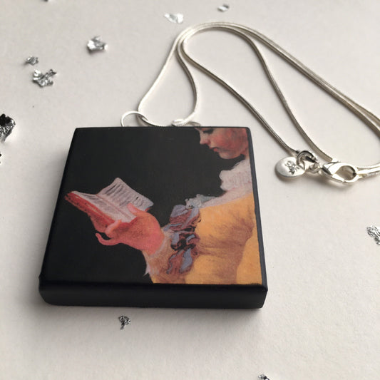 Museum-Inspired Sustainable Necklace Rococo art, Fragonard whimsical necklace. Obljewellery