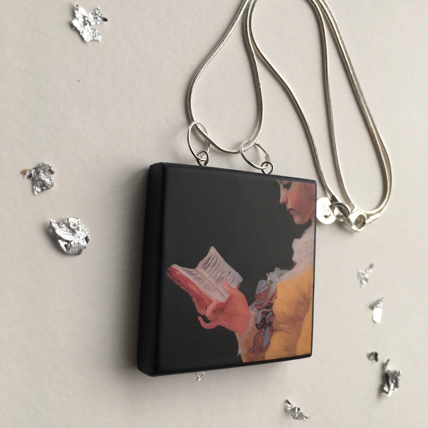 Museum-Inspired Sustainable Necklace Rococo art, Fragonard whimsical necklace. Obljewellery