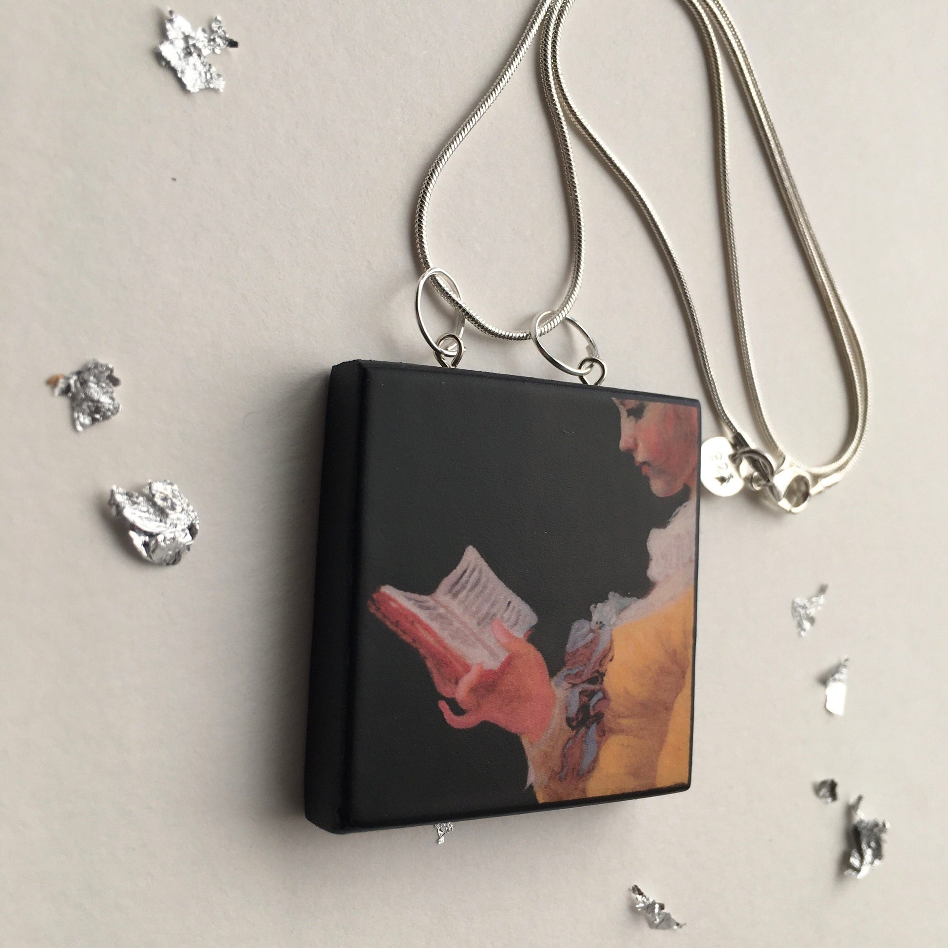 Museum-Inspired Sustainable Necklace Rococo art, Fragonard whimsical necklace. Obljewellery