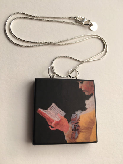 Museum-Inspired Sustainable Necklace Rococo art, Fragonard whimsical necklace. Obljewellery