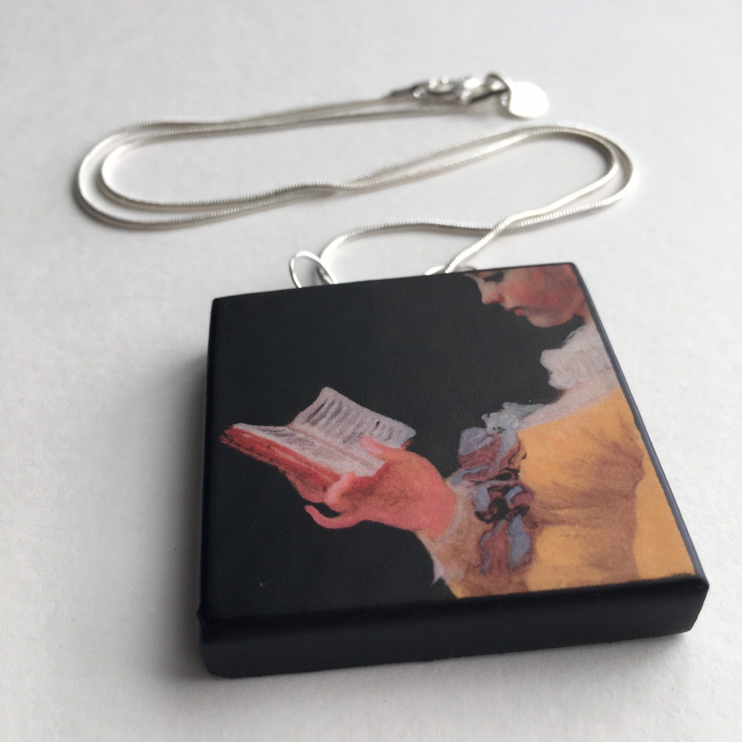 Museum-Inspired Sustainable Necklace Rococo art, Fragonard whimsical necklace. Obljewellery
