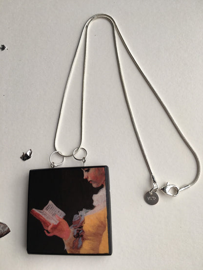 Museum-Inspired Sustainable Necklace Rococo art, Fragonard whimsical necklace. Obljewellery