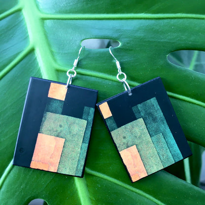 Museum-Inspired Sustainable Earrings Paul Klee artsy earrings, sustainable wood, 925 silver hooks. Birthday girl gift. Obljewellery