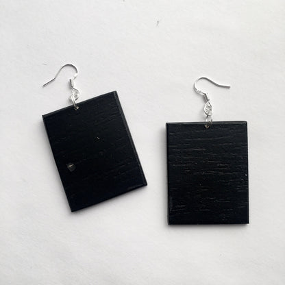 Museum-Inspired Sustainable Earrings Paul Klee artsy earrings, sustainable wood, 925 silver hooks. Birthday girl gift. Obljewellery