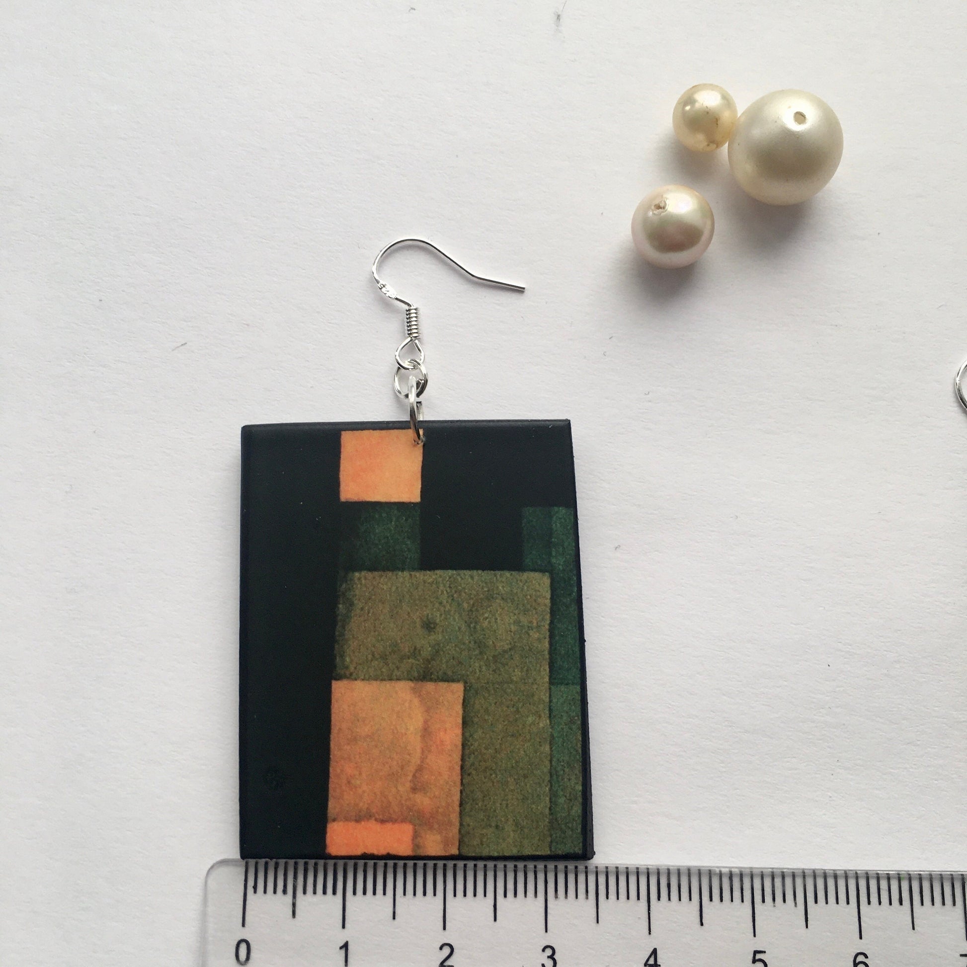 Museum-Inspired Sustainable Earrings Paul Klee artsy earrings, sustainable wood, 925 silver hooks. Birthday girl gift. Obljewellery