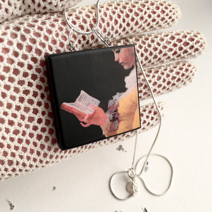 Museum-Inspired Sustainable Necklace Rococo art, Fragonard whimsical necklace. Obljewellery