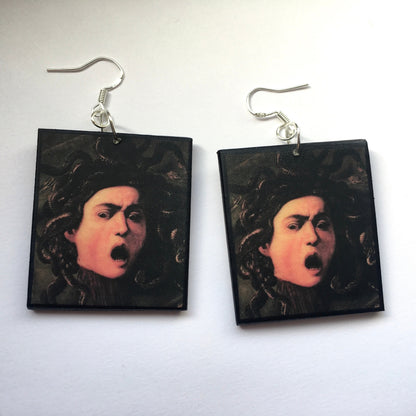 Museum-Inspired Sustainable Earrings Medusa, Caravaggio art earrings Obljewellery