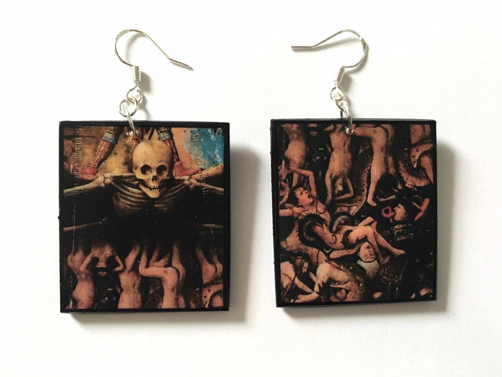 obljewellery statement, artsy gifts. The earrings represent a detail of the gothic painting” The Crucifixion; The Last Judgment” by Jan Van Eyck
