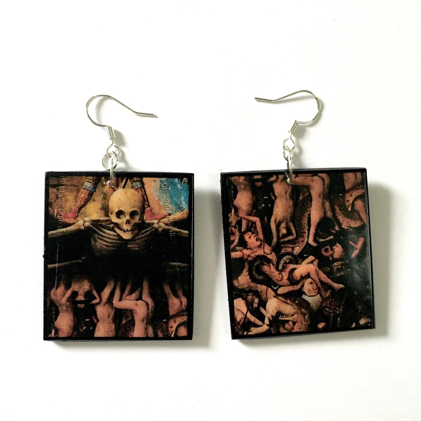 obljewellery statement, artsy gifts. The earrings represent a detail of the gothic painting” The Crucifixion; The Last Judgment” by Jan Van Eyck 