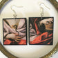 Cleopatra poisonous snake art painting by Italian artist Guido Reni on top of these aesthetic, uncommon, lightweight earrings. The earrings are made on sustainable wood with sterling silver hooks.  Obljewellery artsy gifts.
