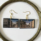Renaissance art earrings, sustainable wood jewelry. Architect, artsy gift.