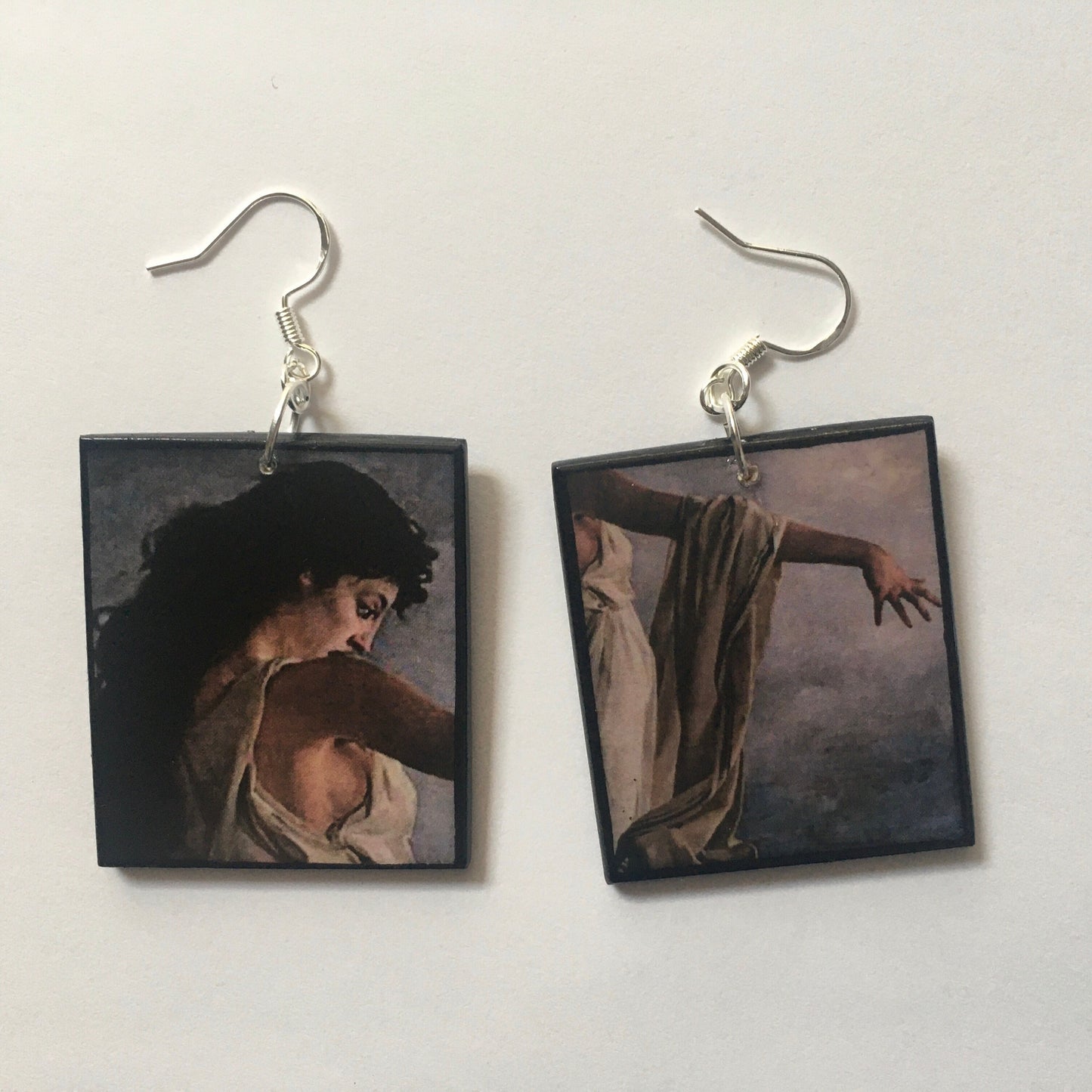 These lightweight earrings represent a story of Greek mythological sapphic art.  lesbian art earrings gift.