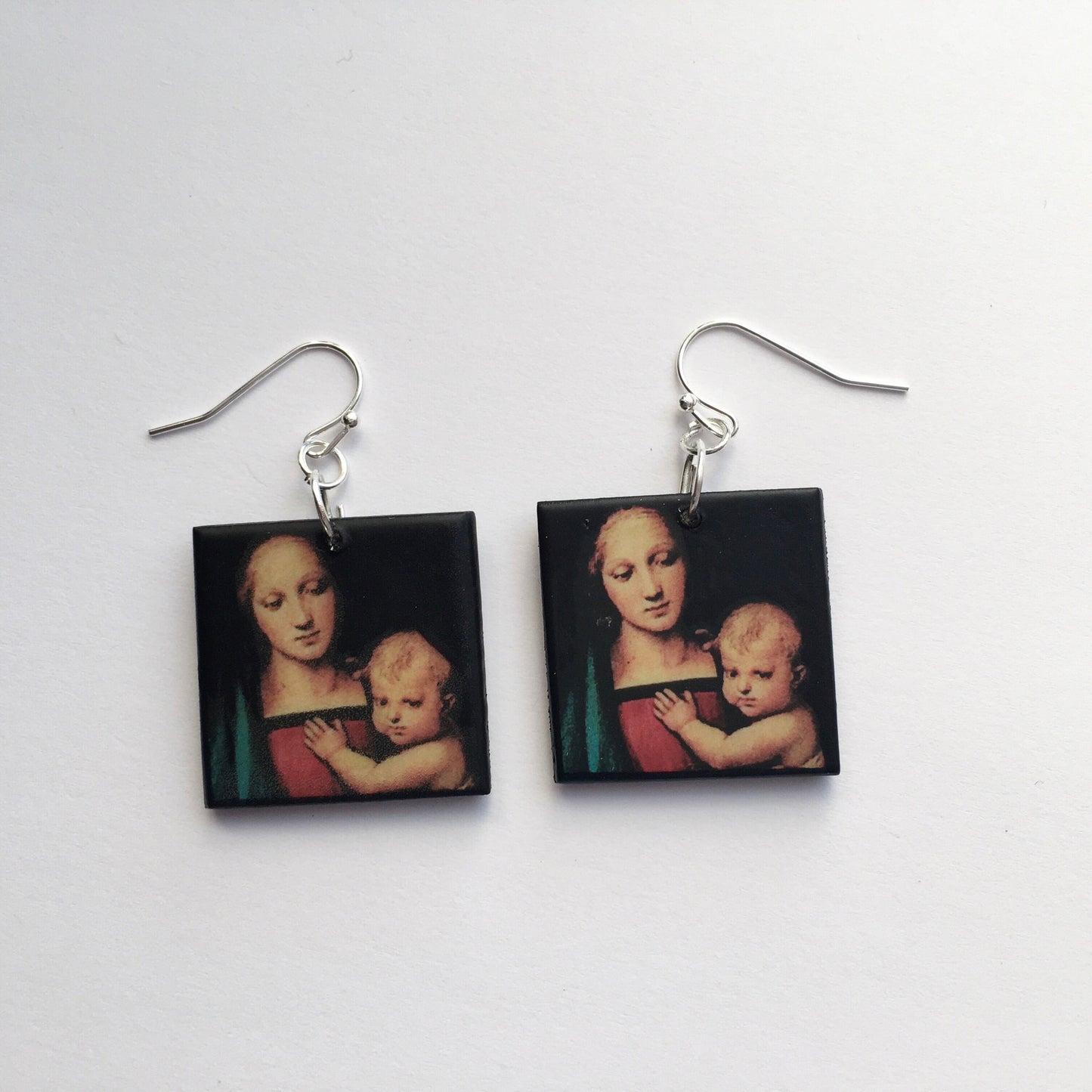 Madonna with Child, Raphael art earrings