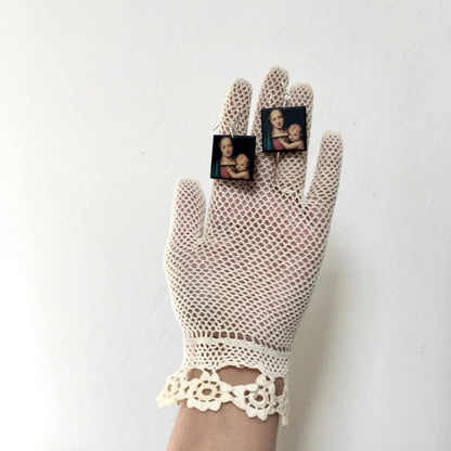 Museum-Inspired Sustainable Earrings Madonna with Child, Raphael art earrings Obljewellery
