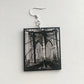 Brooklyn Bridge, artsy earrings gift. Sustainable wood and silver hooks.