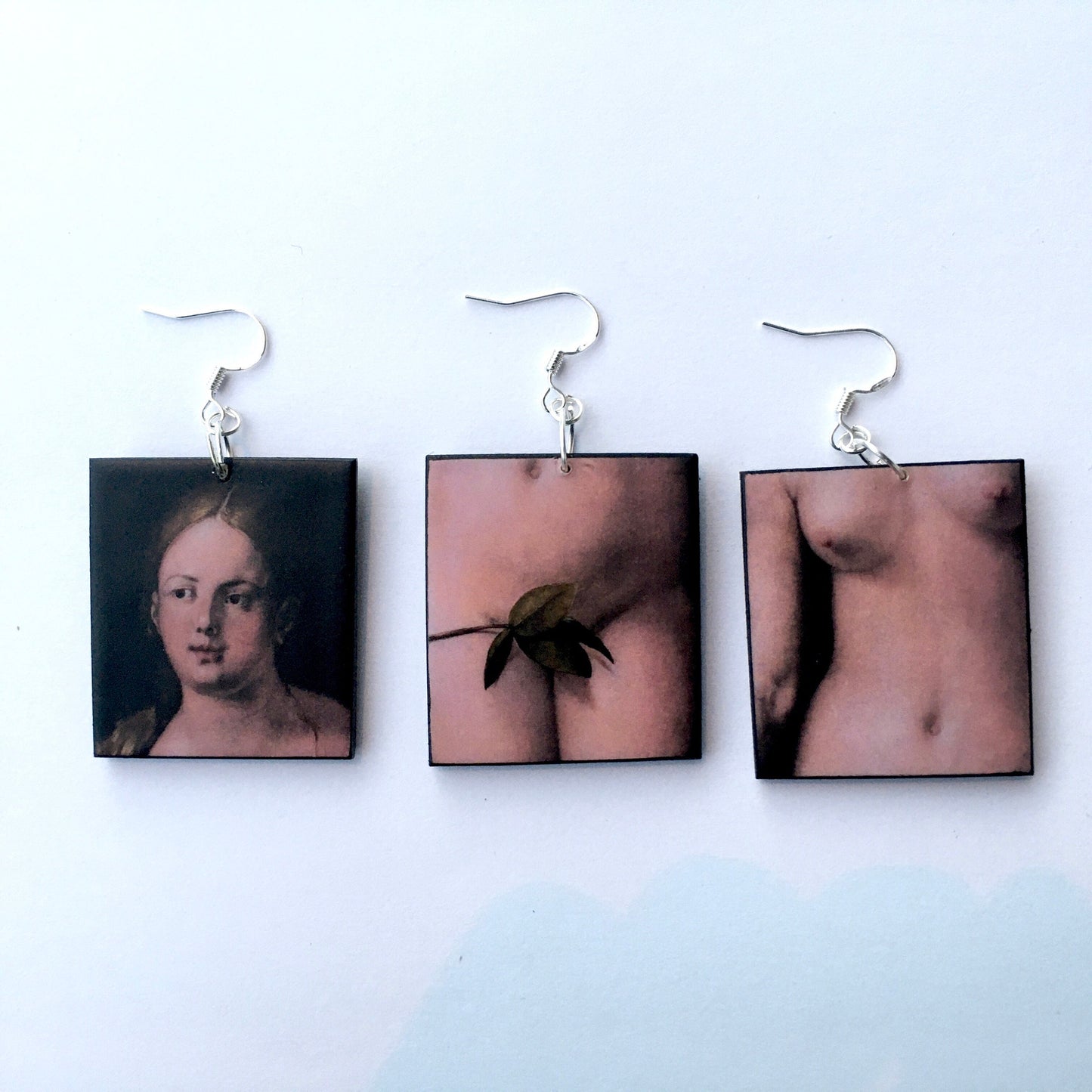 Museum-Inspired Sustainable Earrings Eve. Albrecht Durer, art details earrings Obljewellery