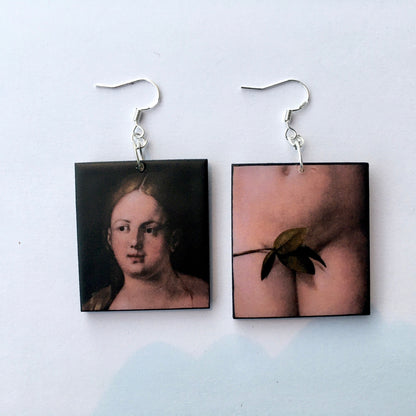 Museum-Inspired Sustainable Earrings Eve. Albrecht Durer, art details earrings Obljewellery