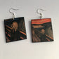 The Scream earrings, Edvard Munch wood earrings. Artsy girl style. Cool gift for her.
