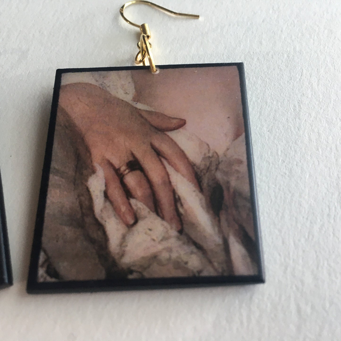 Museum-Inspired Sustainable Earrings Sensual woman, Valentine gift, wooden earrings. Rococo art. Obljewellery